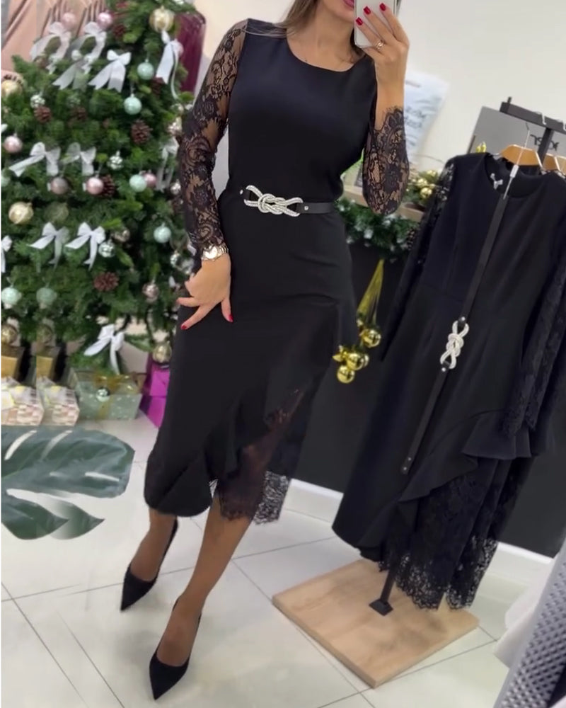 Damska sukienka z patchworkowej koronki