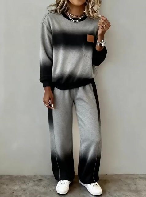 Damski zestaw casualowy w kontrastowych kolorach z gradientem