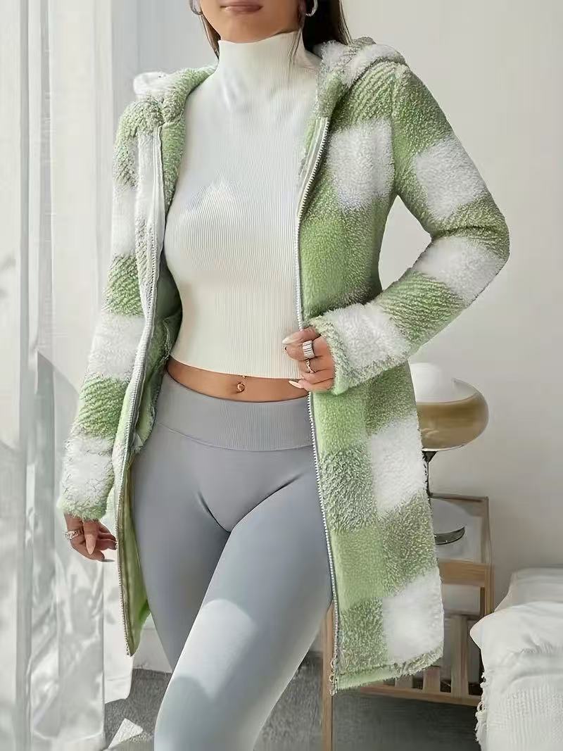 Damska bawełniana kurtka z kapturem i zamkiem błyskawicznym