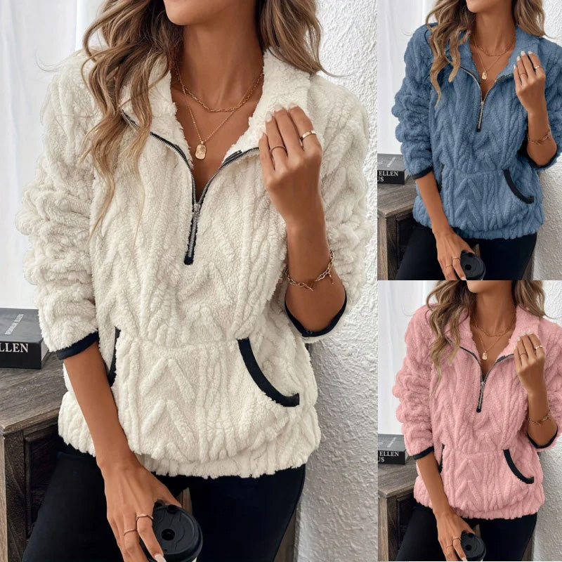 Bluza z kapturem i zamkiem błyskawicznym 🍂 | Miękka jak chmura + pojemne kieszenie – wygodna na co dzień/do noszenia w domu