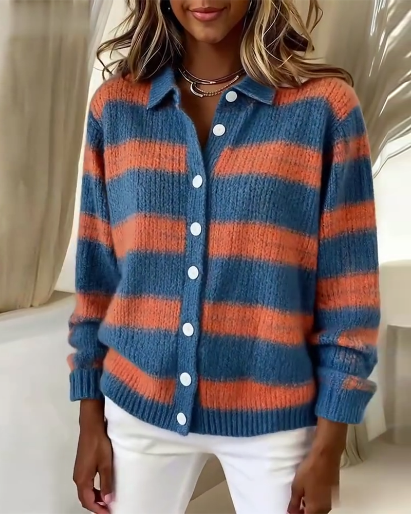 Codzienny kardigan w paski zapinany na guziki