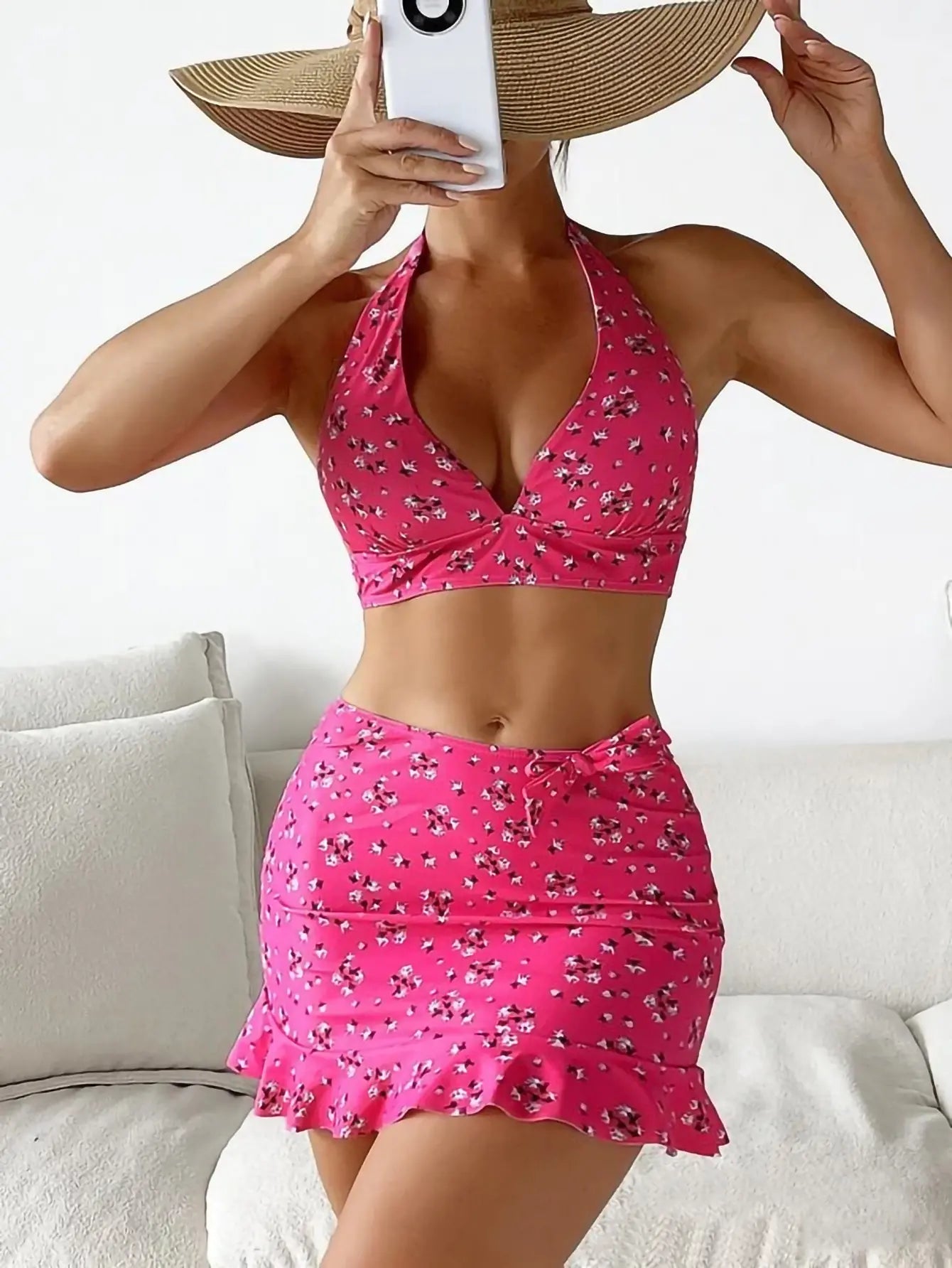 Damski trzyczęściowy strój bikini z nadrukiem✨【Rabat ograniczony czasowo】