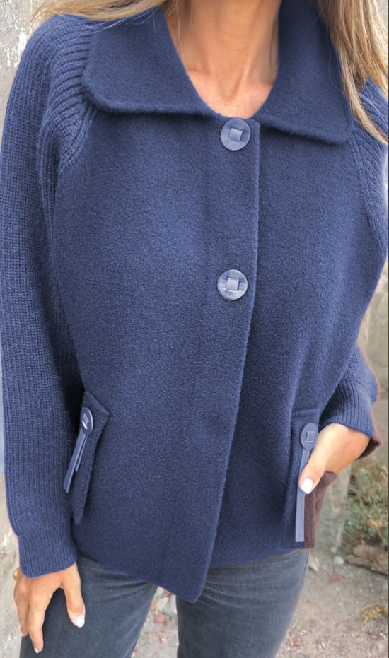 Damska swobodna kurtka kardigan z klapami