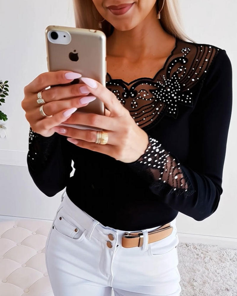 Damski top z siateczki Diamond Slim Fit