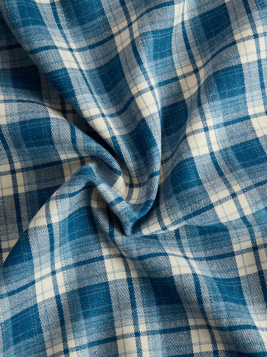 Długa sukienka w kratę w stylu retro z kołnierzykiem w kolorze czerwonobrązowym