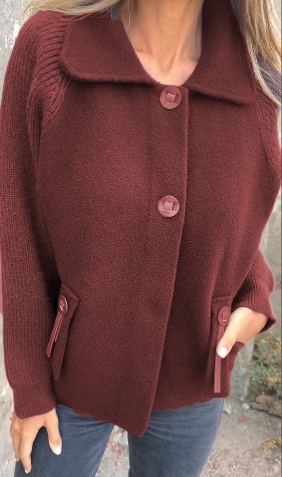 Damska swobodna kurtka kardigan z klapami
