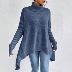 Damski sweter z golfem w jednolitym kolorze